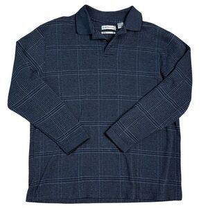 Chereskin Dark Blue Houndstooth Long Sleeve Collared Shirt Mens Large